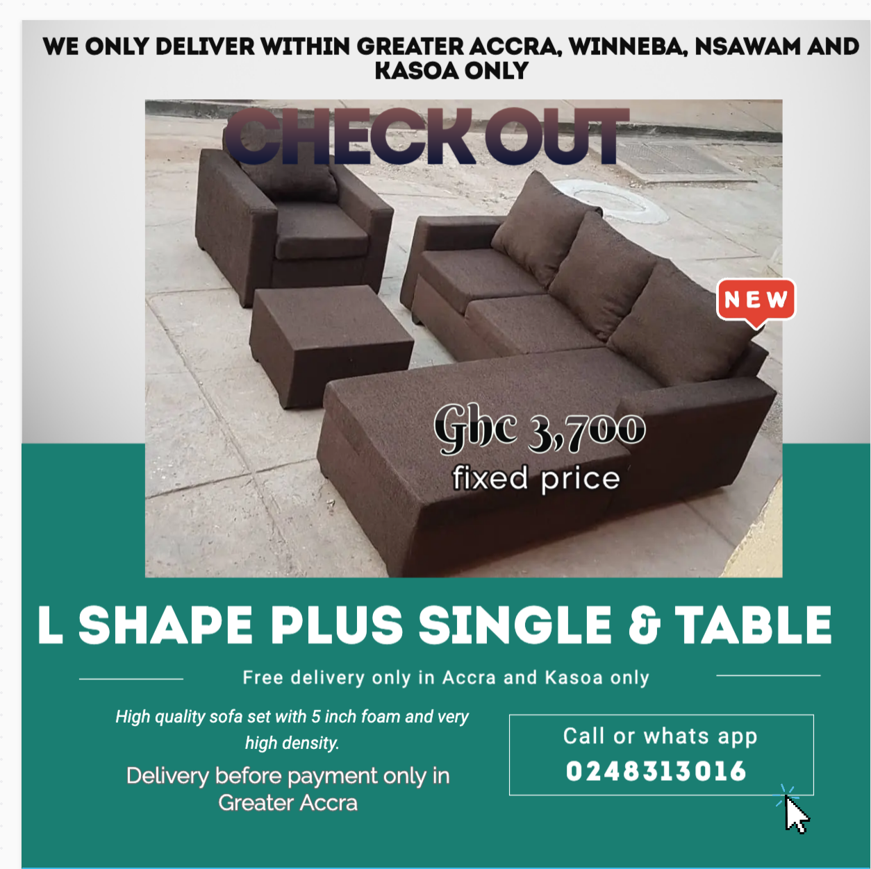 New : L shape Plus Single plus Table - Free delivery only in Accra and kasoa only (Call or Whats App 0248313016) - Image 4