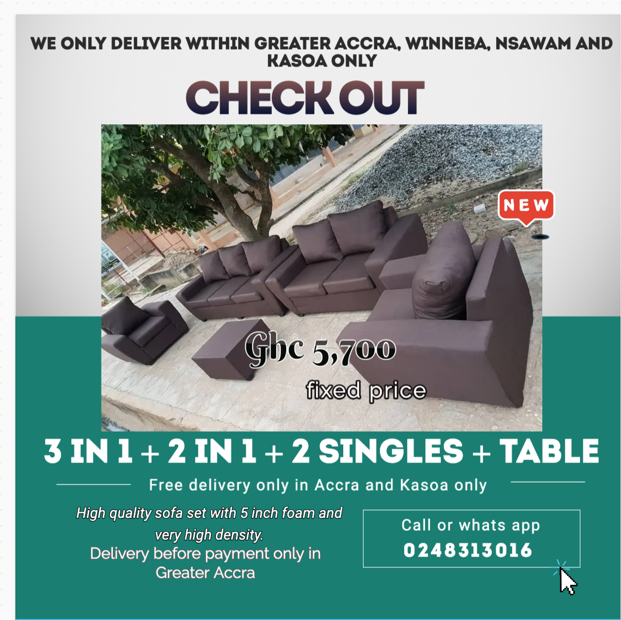 New : 3in1 Plus 2in1 Plus 2 Singles plus Table – Free delivery only in Accra and kasoa only (Call or Whats App 0248313016)