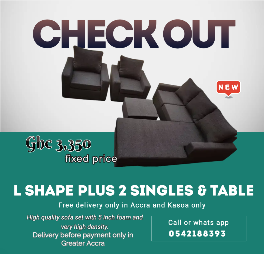New : L shape Plus 2 Singles plus Table – Free delivery only in Accra and kasoa only