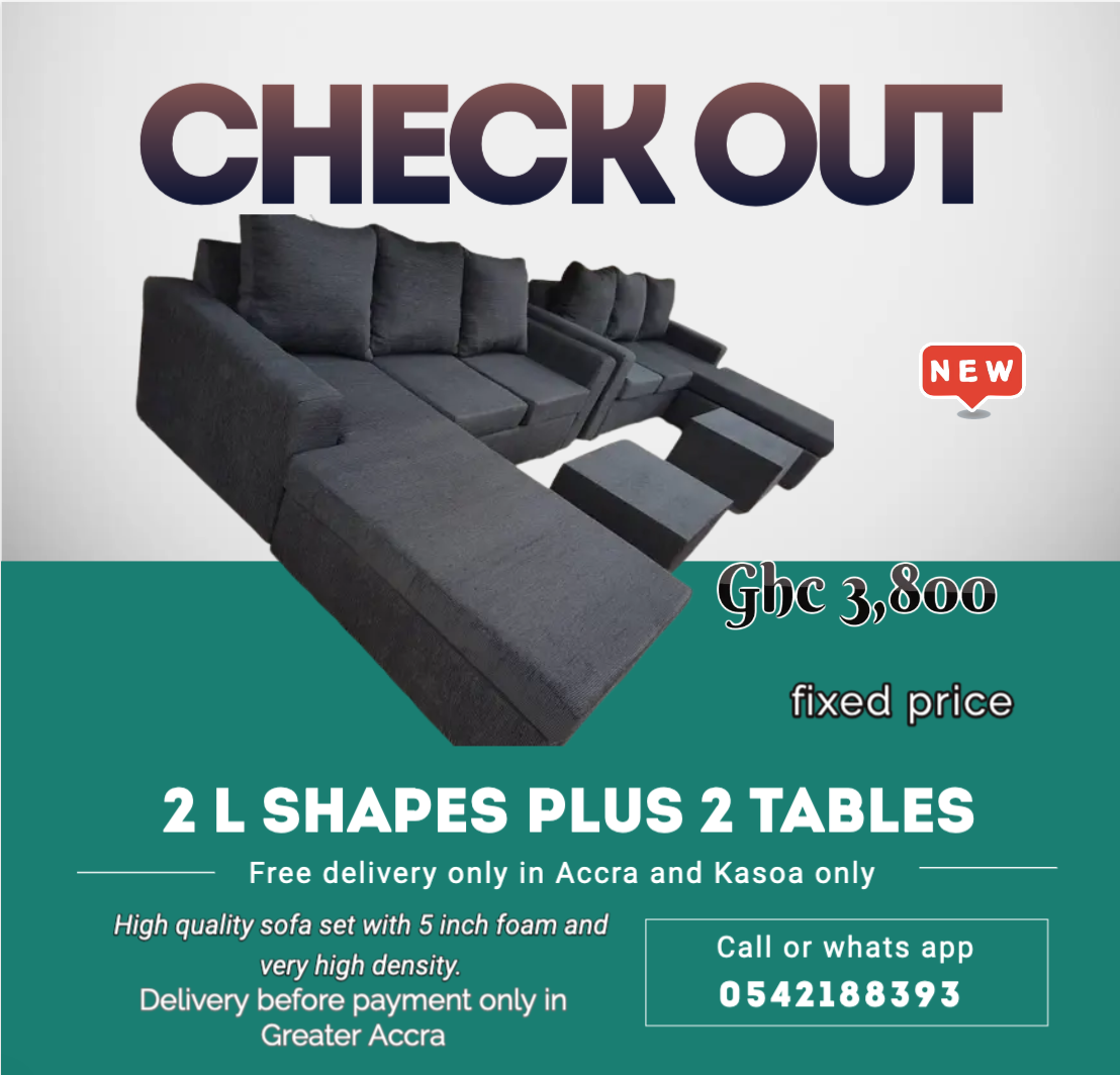 New : 2 L shapes Plus 2 Tables -Free delivery only in Accra and kasoa only