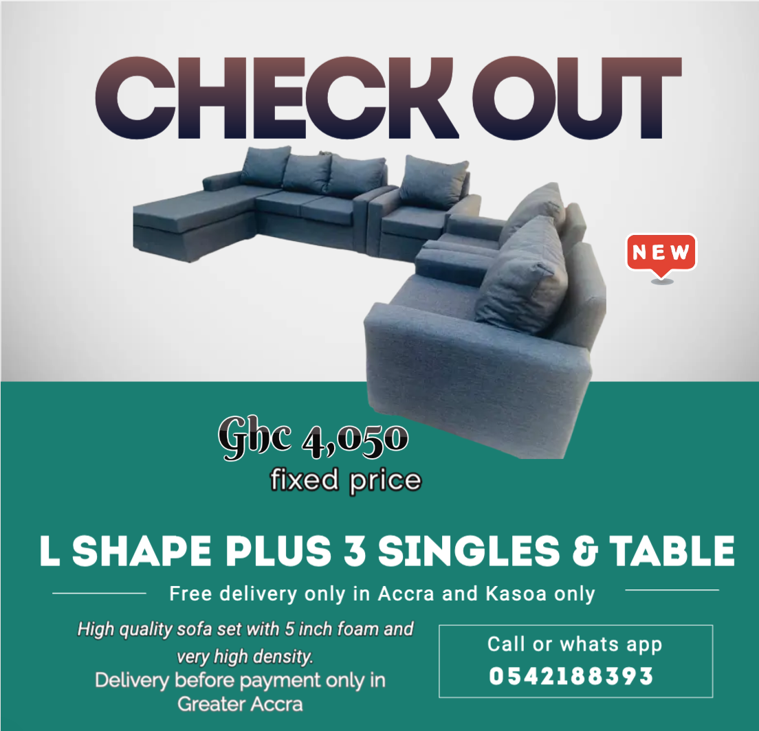 New : L shape Plus 3 Singles plus Table – Free delivery only in Accra and kasoa only